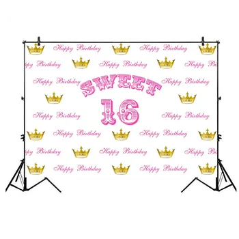 

7x5 Birthday Backdrop for Photography Gold Crown Step and Repeat Photo Background for Birthday Personalized Number and Name