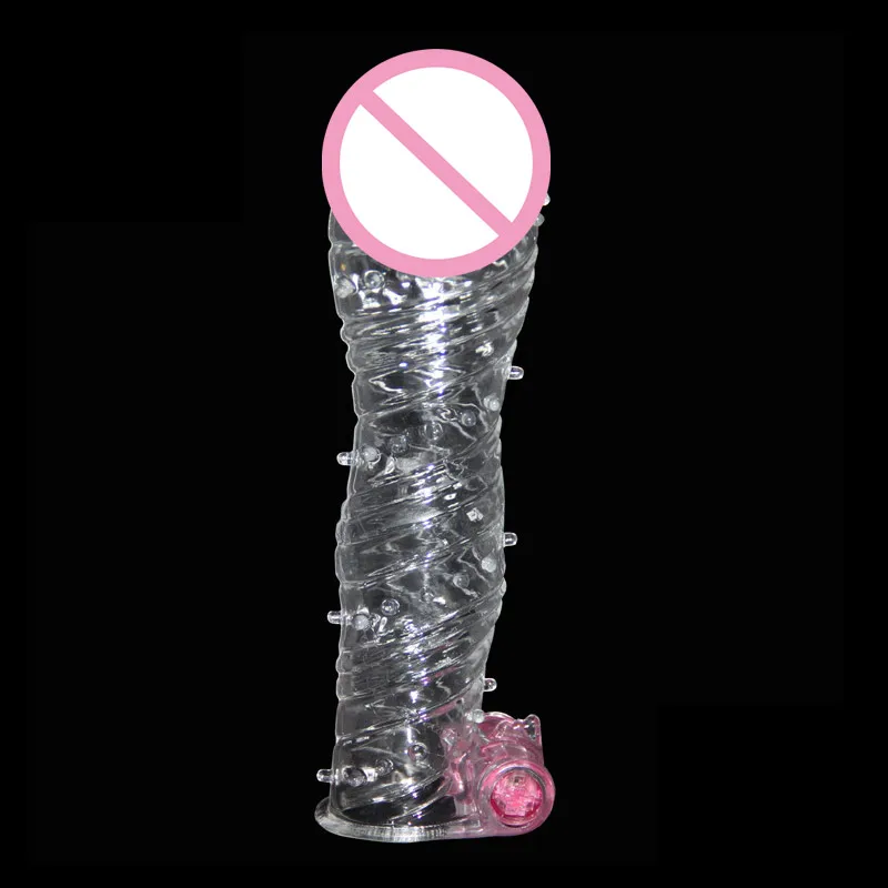 Vibrating Sleeves Penis Cover Enlarger Reuseable font b Condom b font Erection Impotence Aid