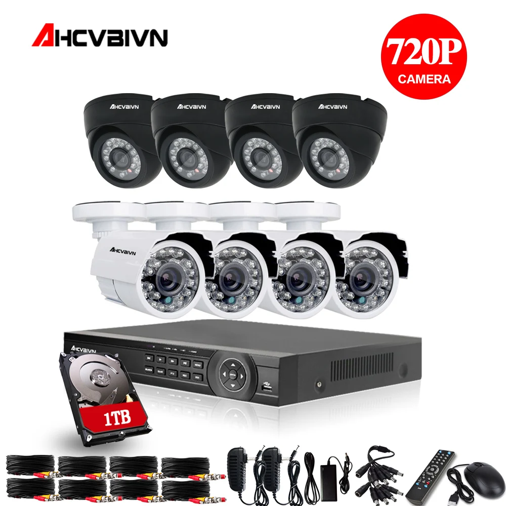 8CH CCTV System 1080P HDMI Output Video Surveillance DVR Kit with 8PCS