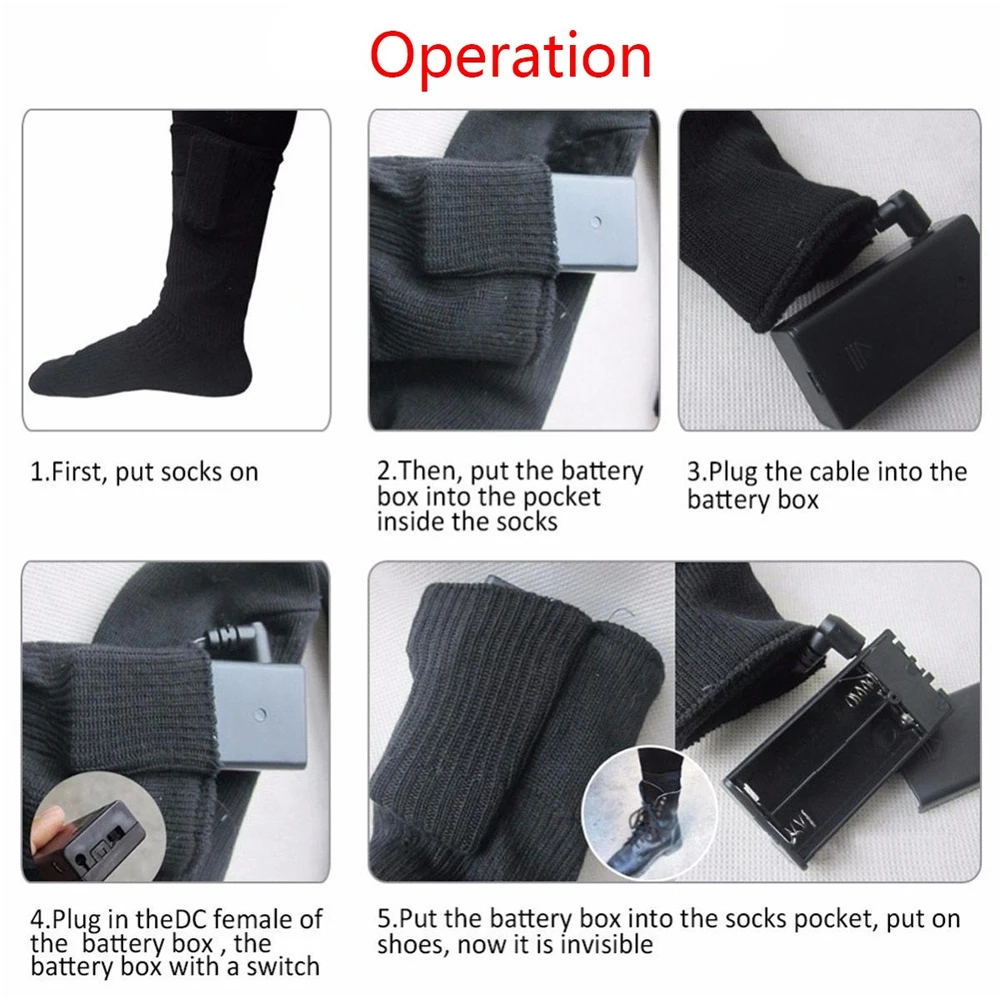 1 Pair Rechargeable Battery Heated Socks Electric Feet Warmers Leg Warmer Keep Warm Winter Socks Men Women