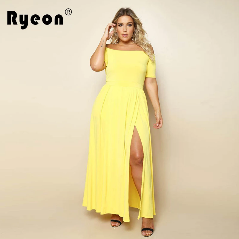yellow and blue plus size dress