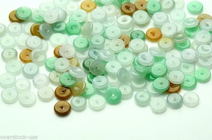 

20PCS Chinese Natural Jade (Jadeite) Small Circle Beads / 9mm (Wholesale)