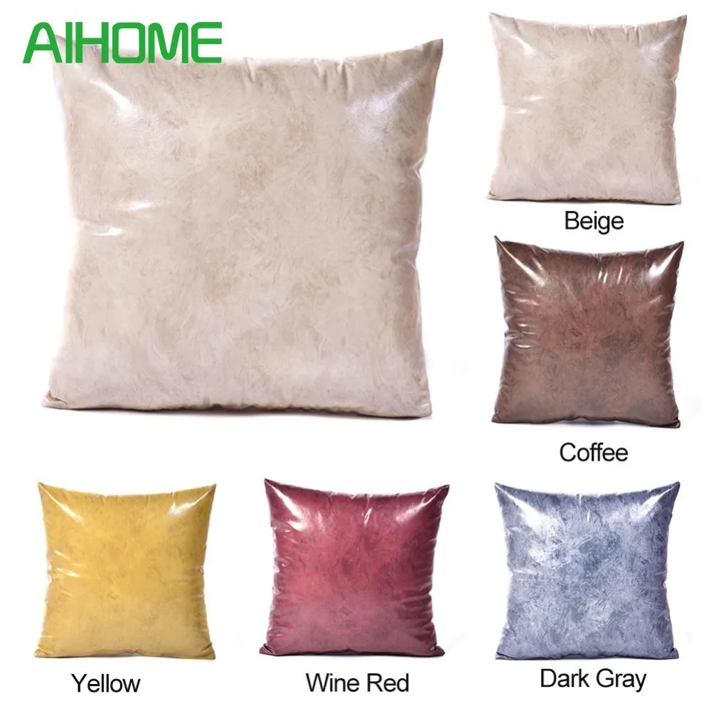

Simple Gold Foil Cloth PU Imitation 45*45cm Solid Square Cushion Cover Throw Pillow Case Sofa Home Decor Throw Pillow Cover