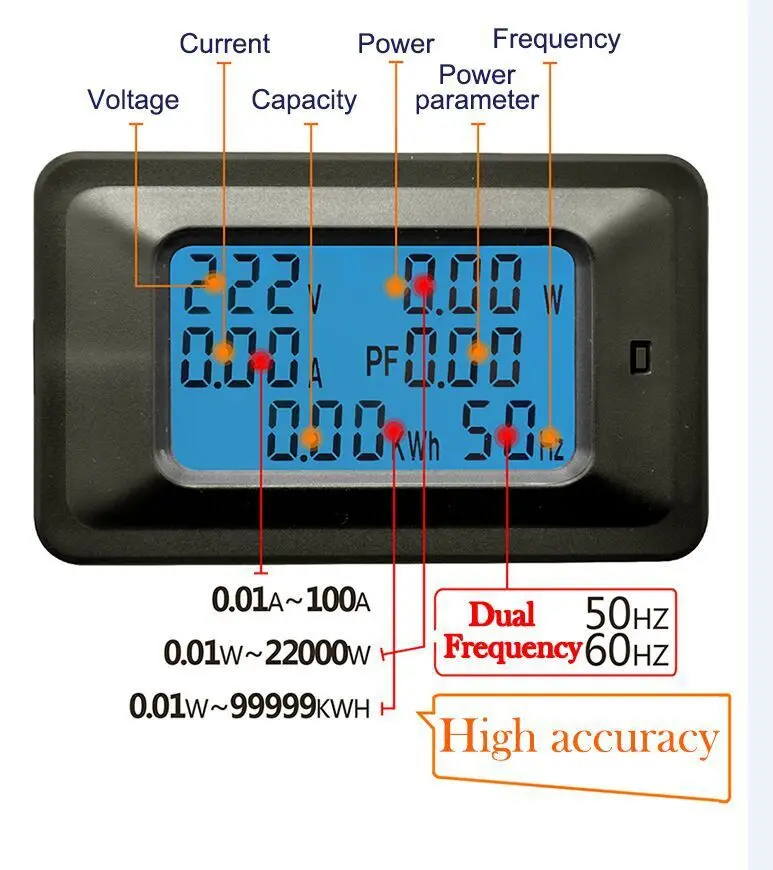 AC220V 20A цифровой измеритель напряжения счетчик энергии ЖК-дисплей 5 кВт вольтметр мощности амперметр тока Ампер Ватт метр тестер детектор индикатор