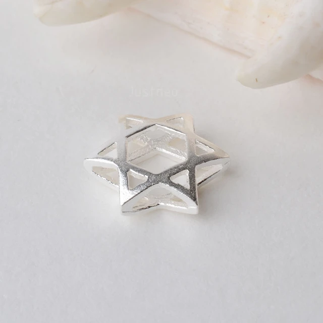 Solid 925 Sterling Silver Six-pointed Star Charm Beads, Spacer Loose Bead 1.3mm Hole Jewelry Components Accessories - & Components - AliExpress