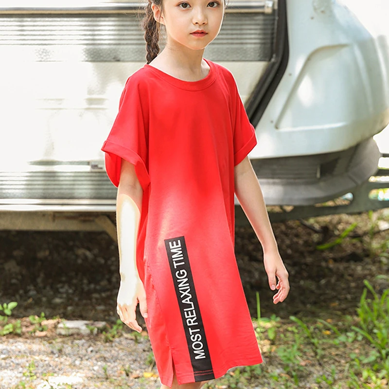 Red t shirt dress girls Clearance