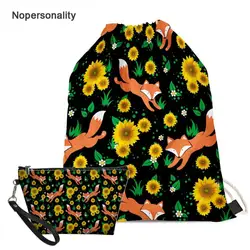 Nopersonality Цветочные лисы с принтом панды шнурок мешок для Для женщин Портативный для девочек-подростков школьная сумка Повседневное