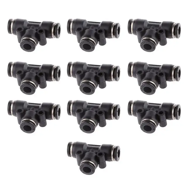 WINOMO 10pcs Tube OD 6mm 1/4 Tee Union Pneumatic Push Connector Air Line Quick Fittings Joint Adapter Couplings