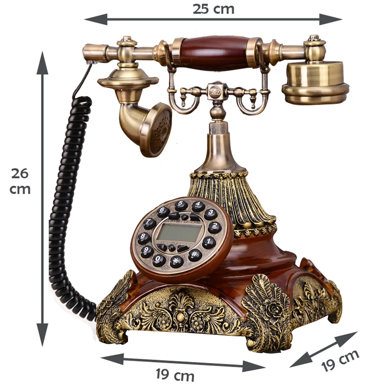 Casa do Vintage Feito de Resina Telefones de Linha Terrestre com Fio Europa Estilo Telefone Fixo Casa Tribunal Claret Retro - Imagem 4