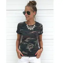 2017 Summer TShirt Round Collar Short Sleeve Pink Army Green Camouflage Print T Shirt For Women Fashion Tops Tees T-shirts Blusa