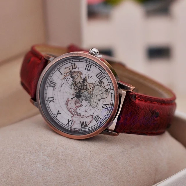 1PC World Map Globe Fashion Faux Leather Alloy Watch for Men Women Analog Quartz 1PC World Map Globe Fashion Faux Leather Alloy Watch for Men Women Analog Quartz