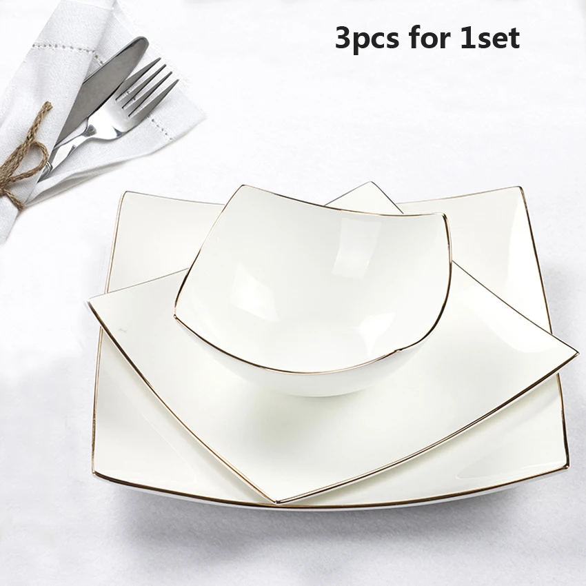 

European Style Ceramics Flat Dinner Plate creative home Decor Porcelain Serving Dish Dinnerware for Beef Steak Salad Spaghetti