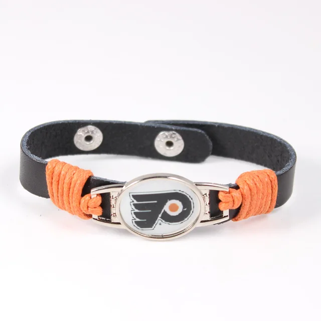philadelphia flyer nhl charms leather bracelet hockey team flyers bracelet with charm