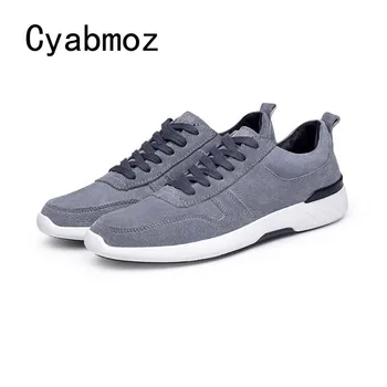 

Cyabmoz New Suede Pig Skin Men Casual Shoes Comfortable,Genuine Leather Men Shoes,Fashion Outdoor flat Lace Up Leather Shoes Man