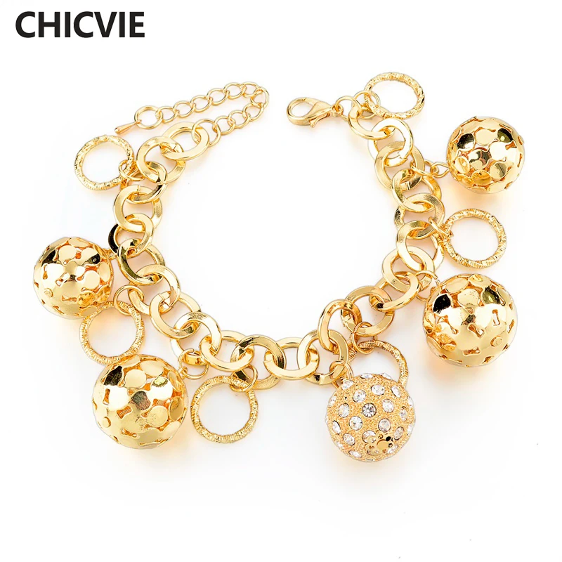 

18K Gold Chain & Link Bracelets & Bangles Hollow Ball Crystal Bracelets For Women Fine Jewelry Aliexpress Accessories SBR160023