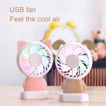 

2019 USB Mini USB night light lamp with conditioner rechargeabl fan protable desk Fan for laptop desktop Computer home office
