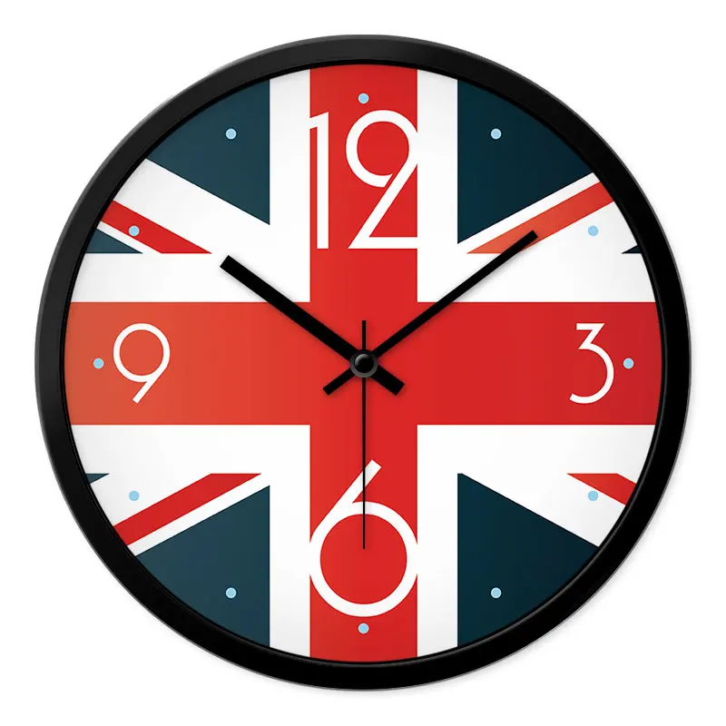 

British flag creative silent glass wall clock