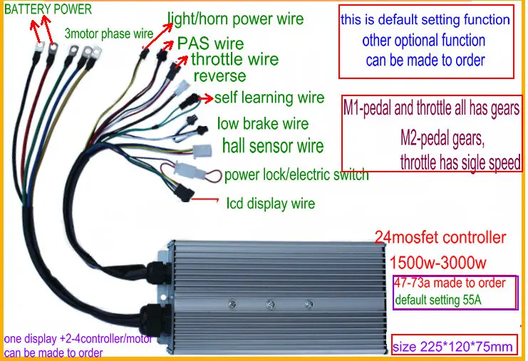 ЖК дисплей M5 24v36v48v60v + контроллер BLDC 1500w2000w2500w3000w для электрического велосипеда