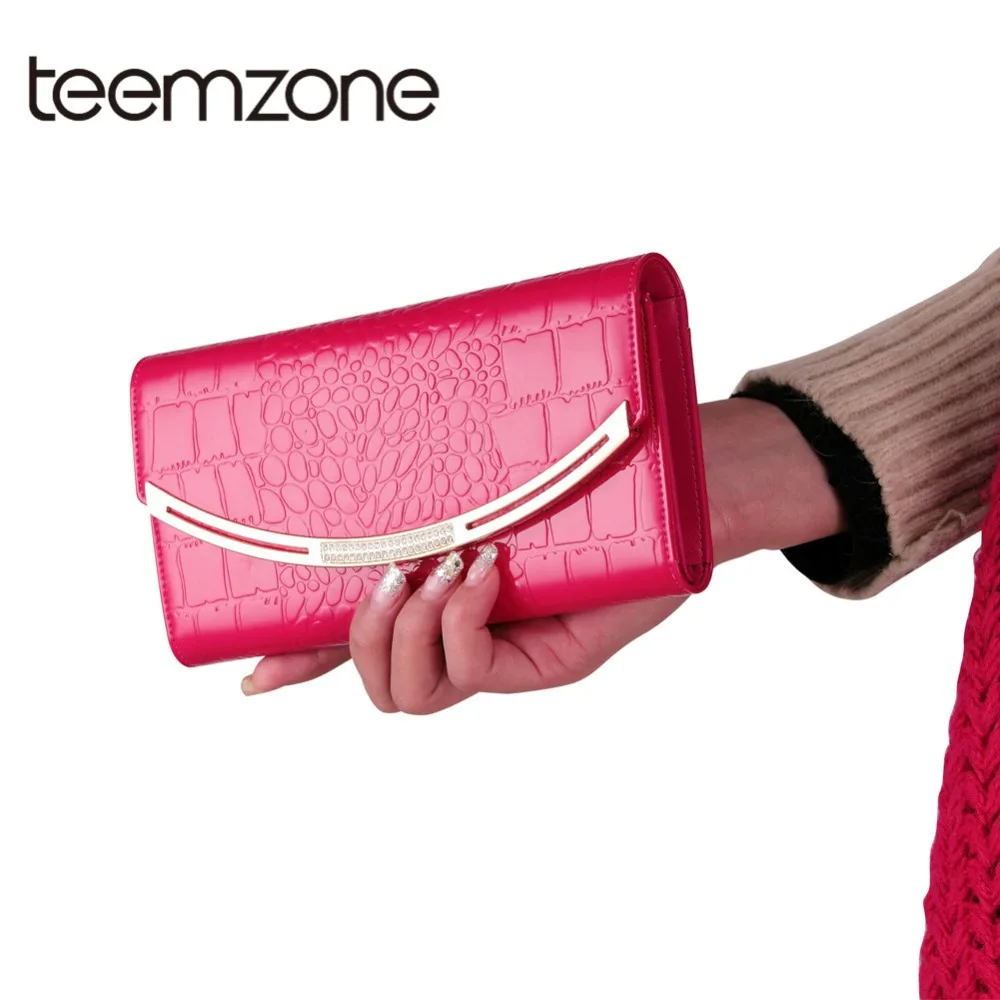 

Teemzone 2018 Top Luxury Genuine Leather Women's Purse Long Hasp Crocodile pattern Women Wallet Clutch Bag for Female Free Ship