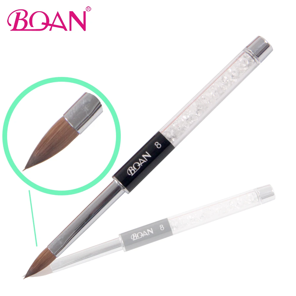 

10 Pcs 8# New Developed Crystal Nail Brush Black Acrylic Art Brush Kolinsky Sable for Diamond Brushes