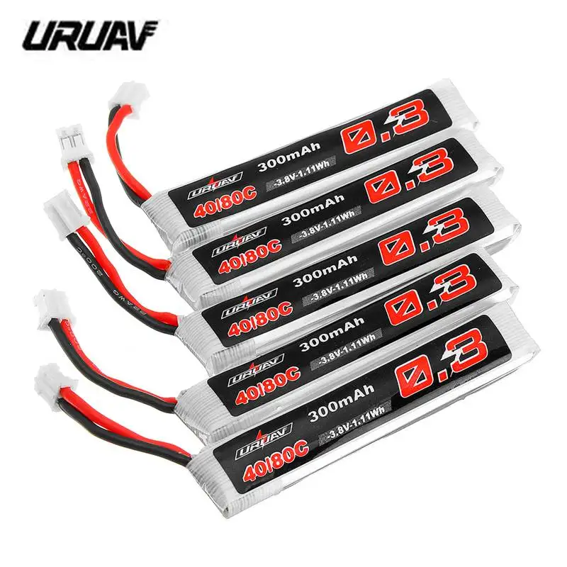 

5/10pcs URUAV 3.8V 300mAh 40/80C 1S HV 4.35V PH2.0 Lipo Battery for Eachine TRASHCAN Snapper6/7/8 UK65 RC Quadcopter Accessories