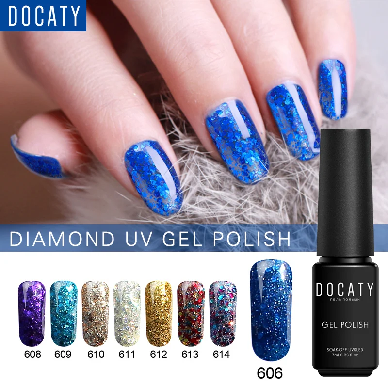 

Docaty Hybrid Varnishes Diamond UV Gel 7ml Vernis Semi Permanant Led Lamp Decor for Nails All for Manicure Tools Polygel Set