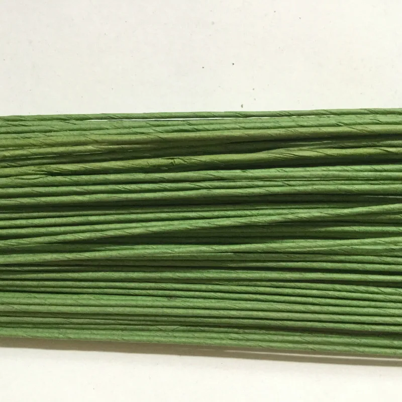 

2# 2mm Paper Covered Floral wire Stems 40cm length artificial flower stem in green For Decorative Flowers (100pcs/lot)