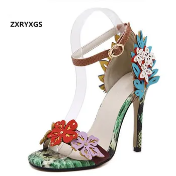 

Hot Sell Spell Colors Flower Women Fashion Sandals Open Shoes Woman Summer Sandals 2019 New Women Shoes High Heel Sandals 11 Cm