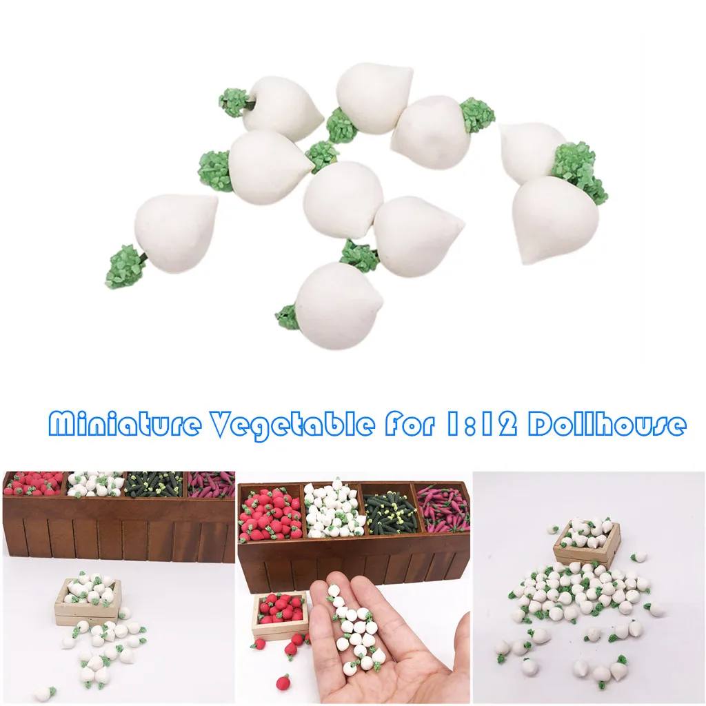 

10Pcs 1:12 Dollhouse Miniature Vegetable Turnip Kitchen Dining Model Play Toy Poppenhuis Accessoires Doll House Accessories