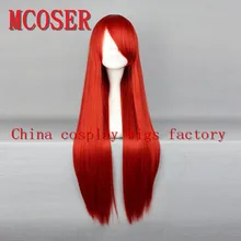 MCOSER 101# для взрослых красный длинный прямой парик для косплея Сказочный хвост Elza Алые женские вечерние парики