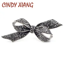 CINDY XIANG-Broches à nœud strass pour femme, Broches noires, Vintage, grandes Broches élégantes, bijoux à la mode, cadeau de haute qualité