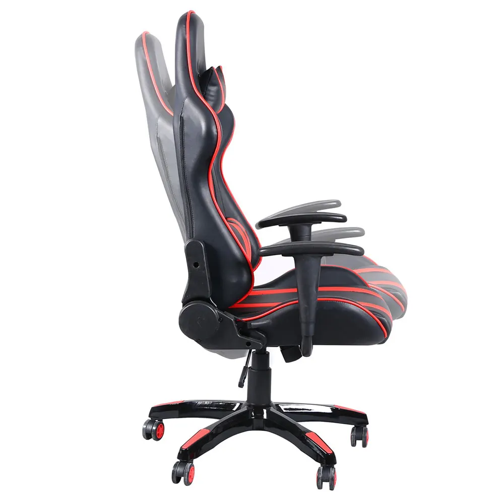  T-type reclining Chair Racing Gaming Chair Office Chair with Footrest Tier Black & Red