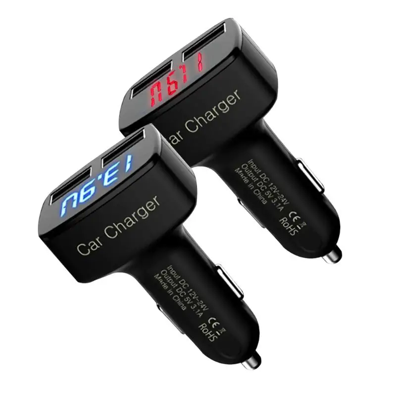 العالمي 4 في 1 DC 5 V 3.1A المزدوج USB سيارة مهايئ شاحن LED الجهد درجة الحرارة الحالية متر اختبار قياس السيارات اكسسوارات