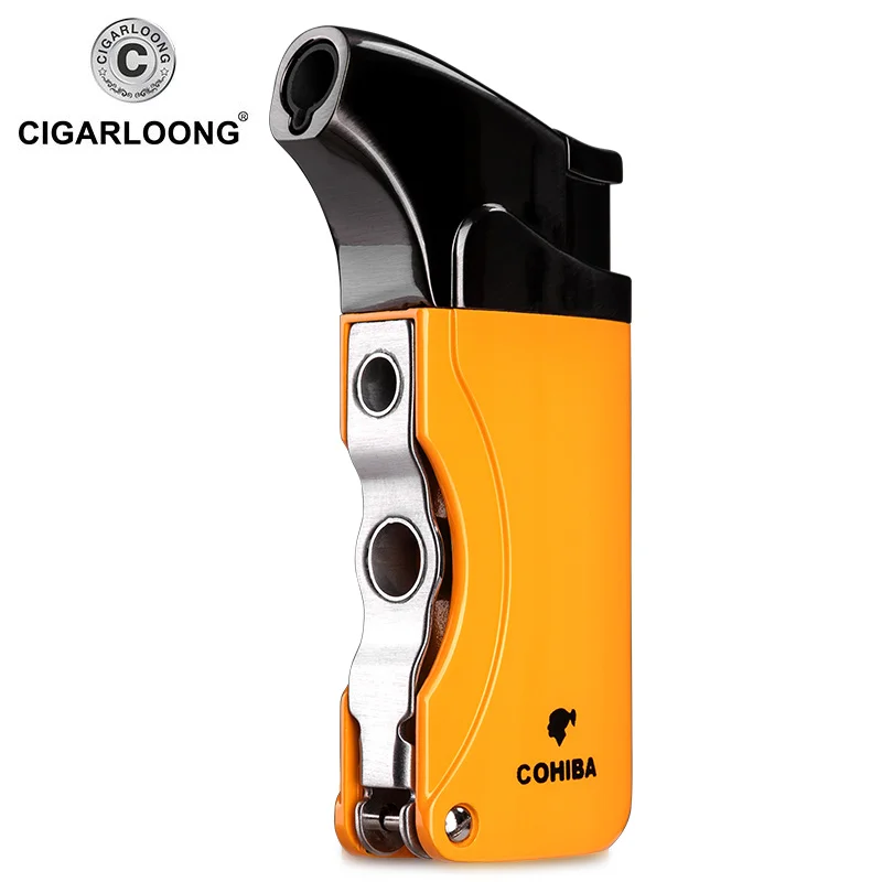 COHIBA зажигалка для сигар бутан 3 Факел струйная с резак аксессуары ветрозащитная