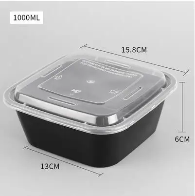 50Pcs Disposable Microwave Plastic Food Storage Container Safe Meal Prep Containers For Home Kitchen Food Storage Box - Цвет: 1000ML