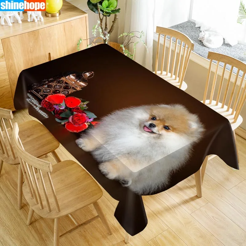  Custom Japanese Spitz Table Cloth Oxford Print Rectangular Waterproof Oilproof Animals Table Cover 
