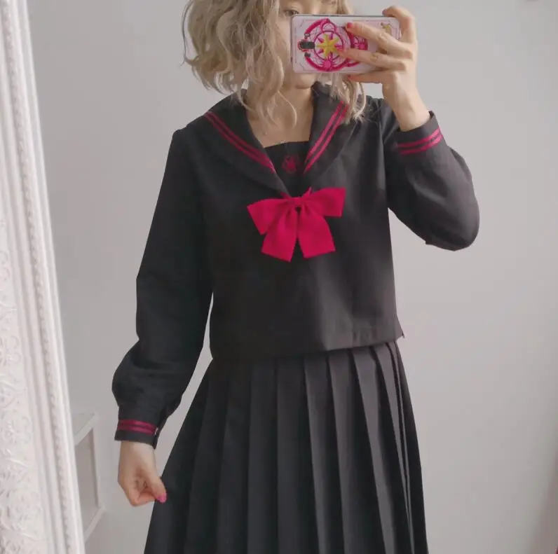 TR японский JK наборы школьной формы для девочек Сакура вышивка старшеклассница для женщин Новинка матросские Костюмы янки девушка Униформа JK001