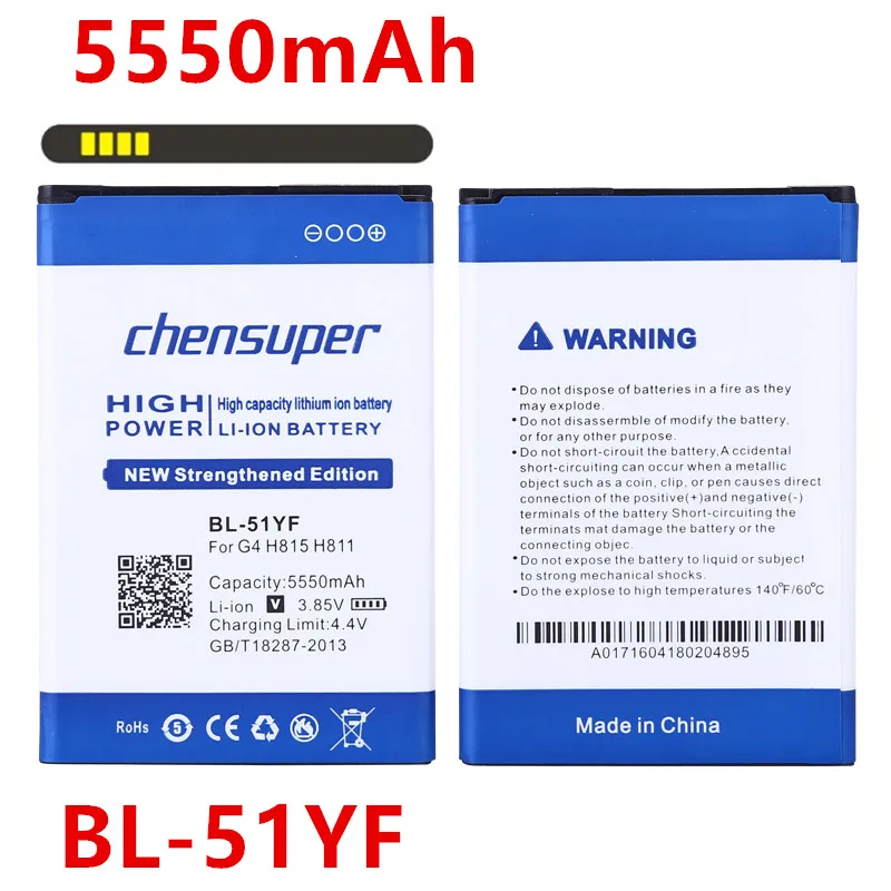 Chensuper 5550 мА/ч, BL-51YF BL-51YH Батарея для LG G4 H810 VS999 V32 VS986 LS991 F500 F500S F500K F500L H815 H81 H818 H819