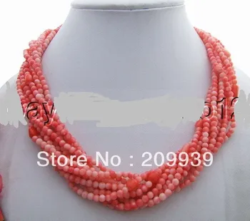 

Stunning! 9Strds Pink Coral Necklace