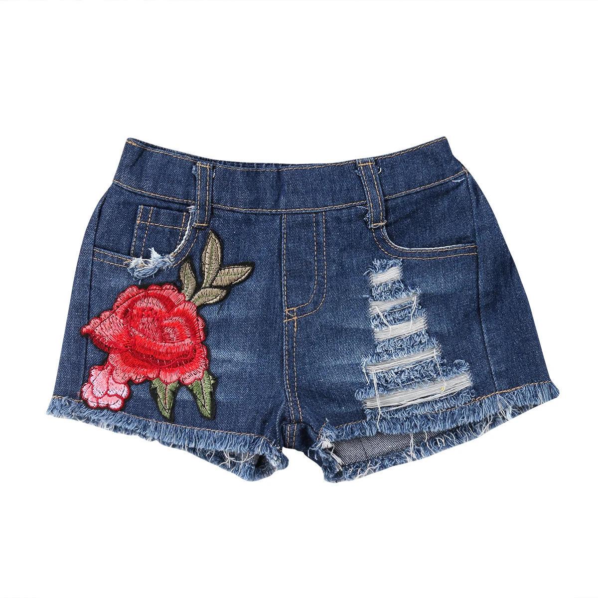 Buy Embroidery Rose Flowers Kids Baby Girls Short