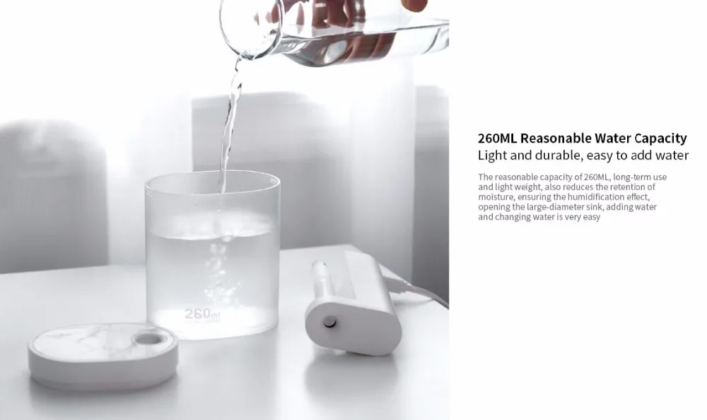 Xiaomi Sothing Desktop humidifier Ultrasound mute USB charge 260ML Transparent Tank Two humidification modes Desktop Diffuser (8)