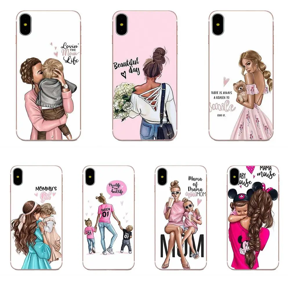 

For Galaxy Grand Alpha G850 Core2 Prime S2 I9082 A3 A5 A7 On5 On7 2015 2016 2017 TPU Coque Case Baby Mom Girl Hot Fashion