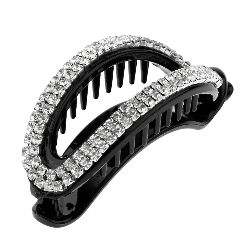 Fashion Women Lady Hollow Rhinestone Hair Banana Clip Ponytail Holder Clamp Hair Accessories