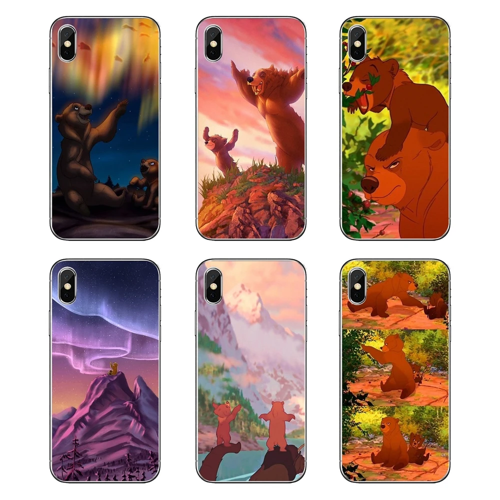 

For iPod Touch iPhone 4 4S 5 5S 5C SE 6 6S 7 8 X XR XS Plus MAX Pretty And Cute Brother Bear Art Transparent Soft Shell Covers