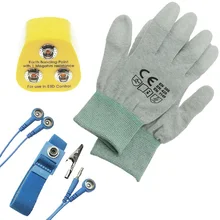 1 комплект заземление склеивания разъем Великобритании EBP антистатические ESD с антистатическим ремешком и перчатки ESD для DIY заземления рабочей станции