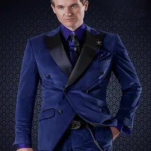 Новое поступление двубортные мужские вечерние костюмы на выпускной Жених Смокинги друзей жениха свадебный Блейзер Костюмы(пиджак+ брюки+ галстук) K: 1366