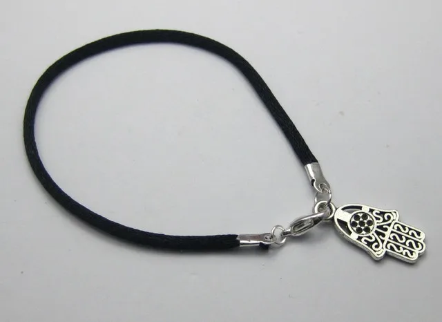 

50Pcs Black String Kabbalah Hamsa Hand Charms Good Luck Bracelets XYT011