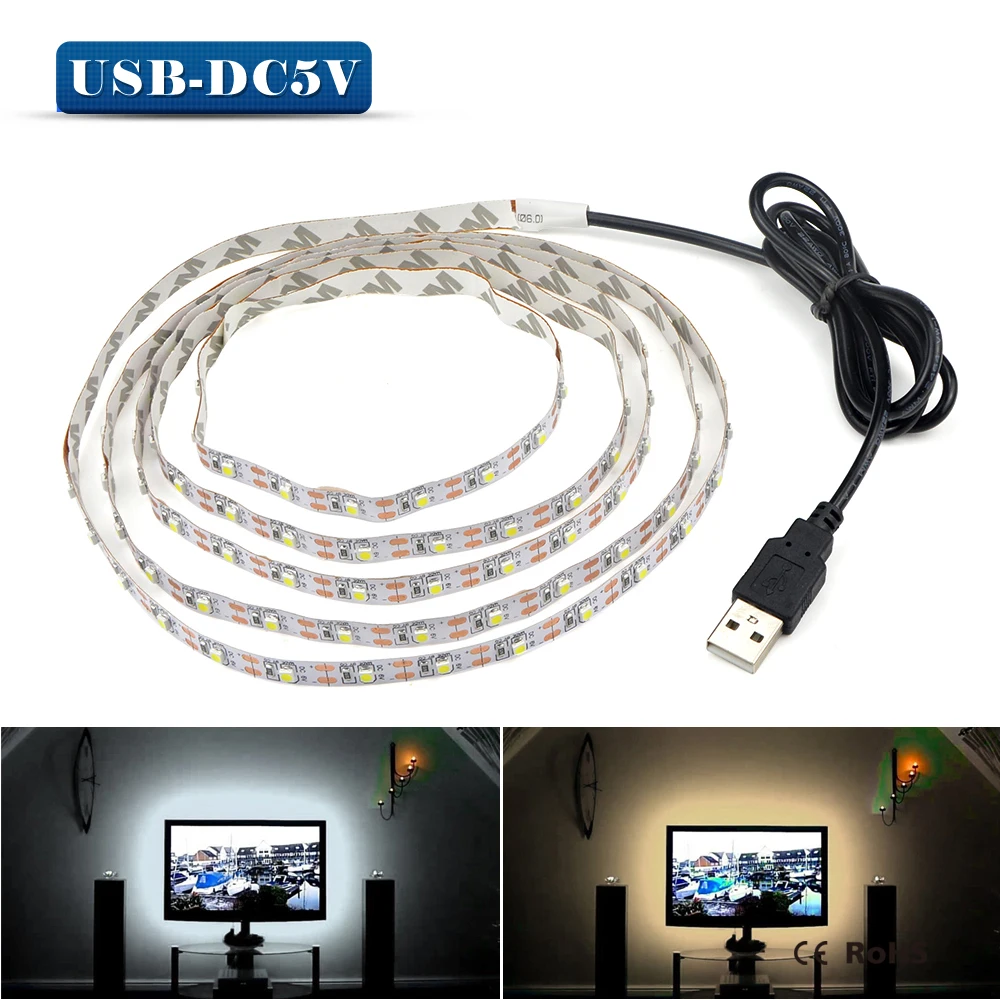 Светодиодная полоса светильник USB LED Luz de tira lampara SMD 3528 Рождественская офисная
