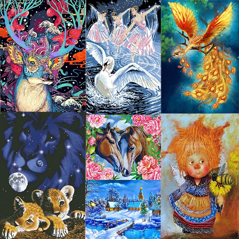 

5D DIY Diamond Painting Cross Stitch Round Diamond Mosaic Diamond Embroidery Animals Home Decor Paintings Hobbies Crafts