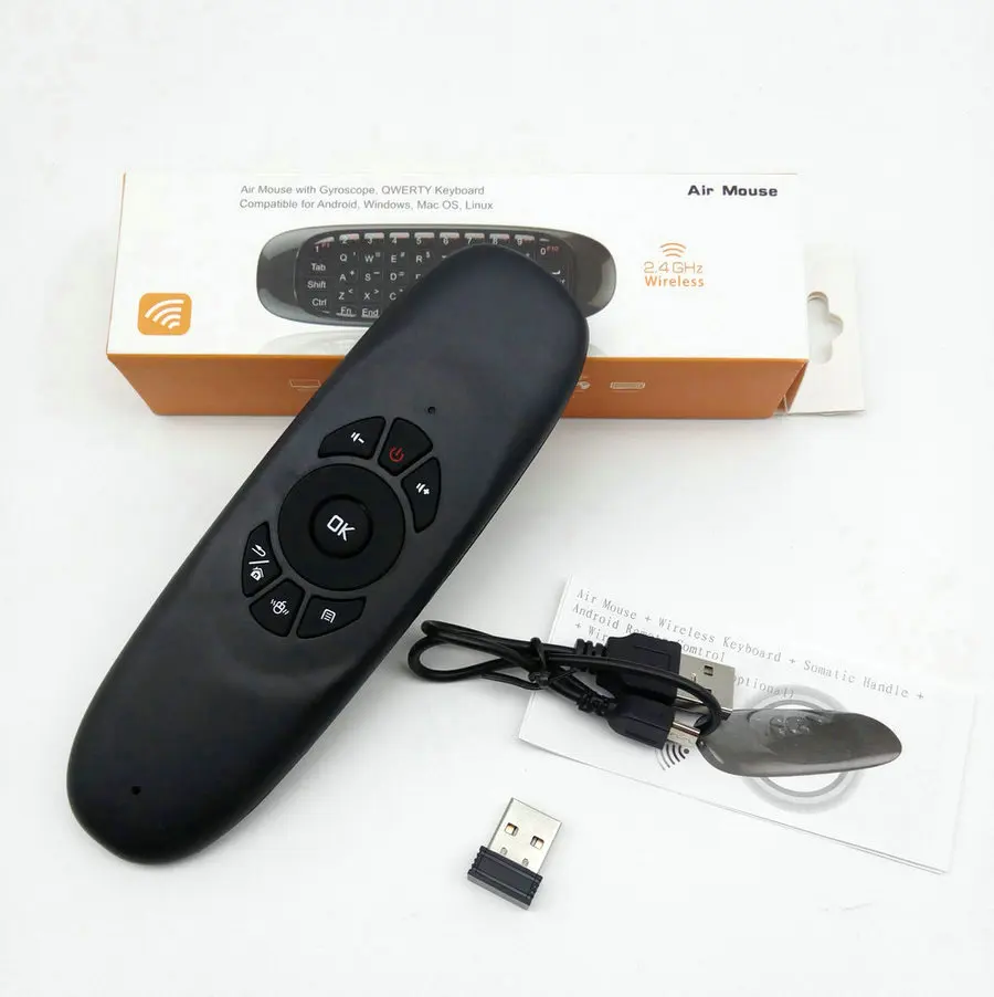 Tikigogo 2,4G C120 русский гироскоп Fly Air mouse Мини Беспроводная клавиатура для Android Smart tv Box Windows PC и т. д. пульт дистанционного управления